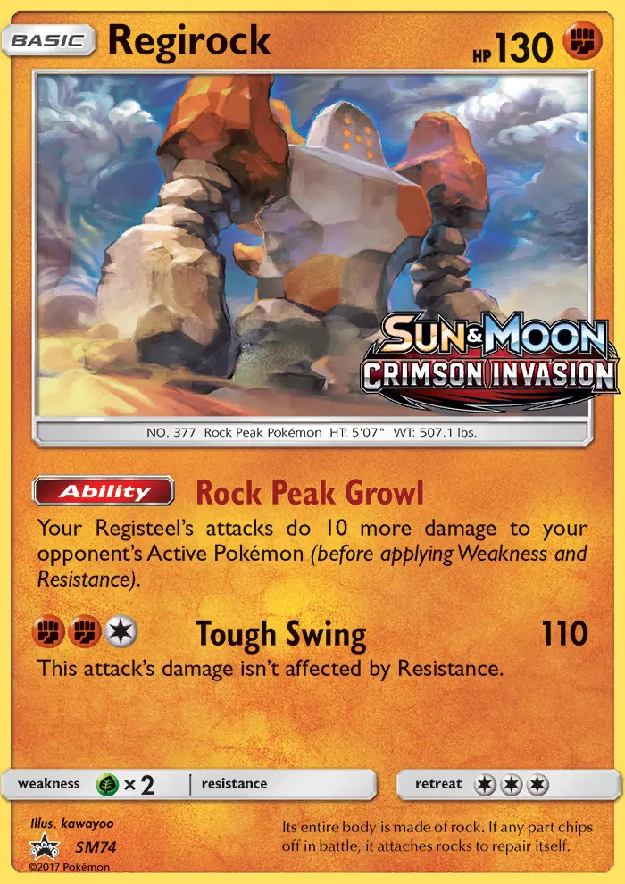 Regirock Rare Pokemon card #SM74 from SM Black Star Promos