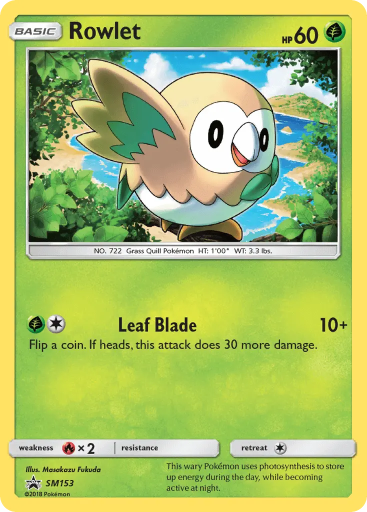 Rowlet Rare Pokemon card #SM153 from SM Black Star Promos