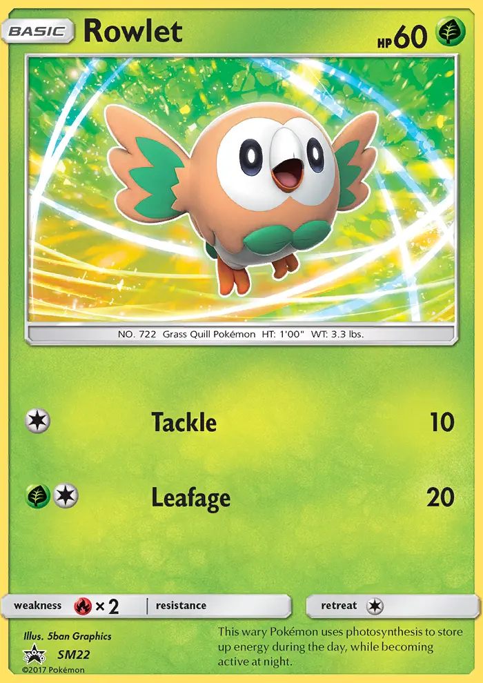 Rowlet Rare Pokemon card #SM22 from SM Black Star Promos
