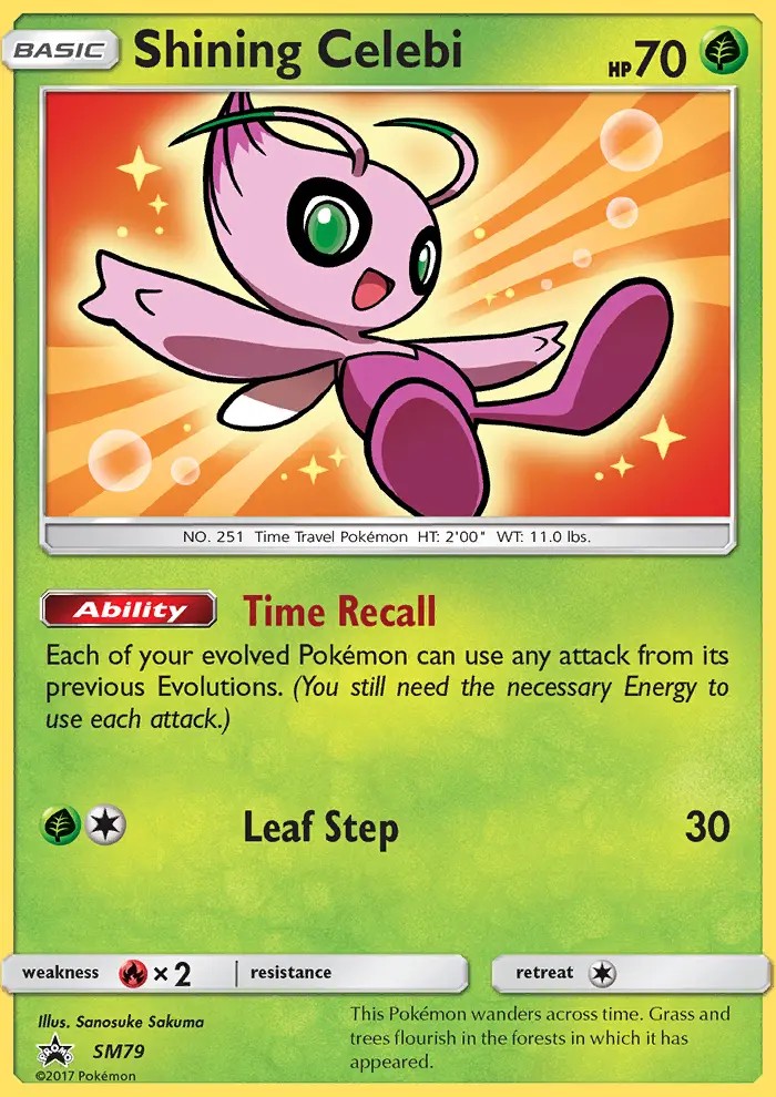 Shining Celebi Rare Pokemon card #SM79 from SM Black Star Promos