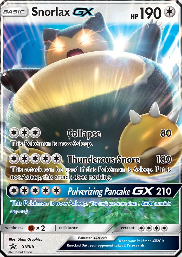 Snorlax GX Rare Pokemon card #SM05 from SM Black Star Promos