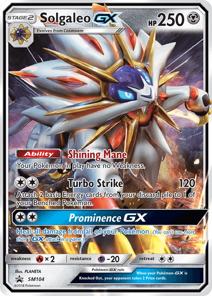 Solgaleo GX Rare Pokemon card #SM104 from SM Black Star Promos