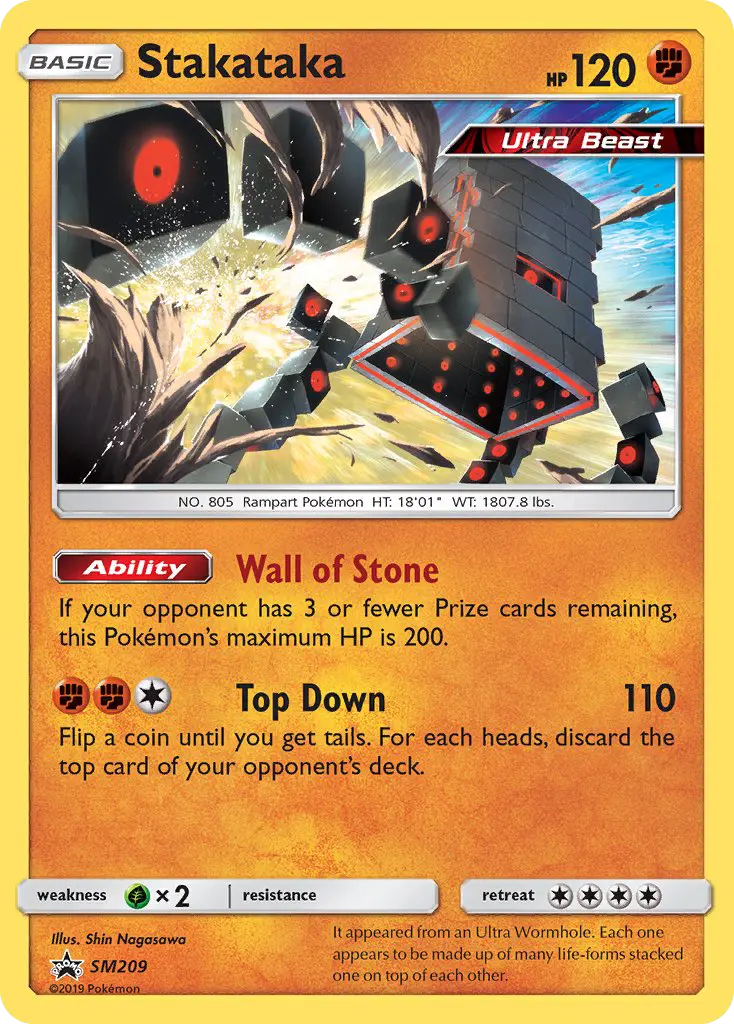 Stakataka Rare Pokemon card #SM209 from SM Black Star Promos