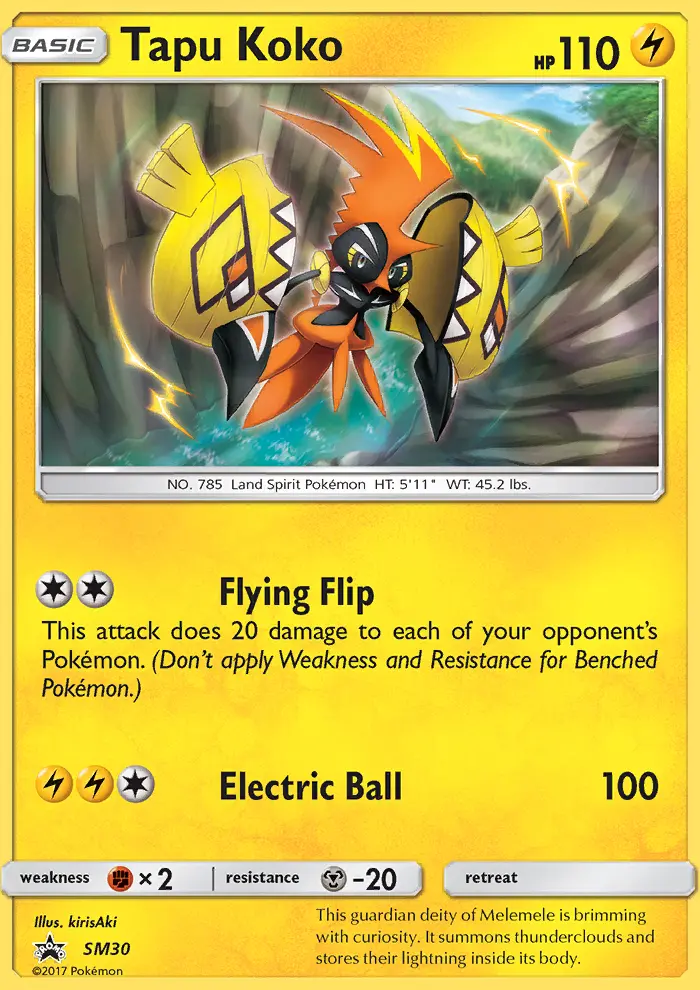 Tapu Koko Rare Pokemon card #SM30 from SM Black Star Promos