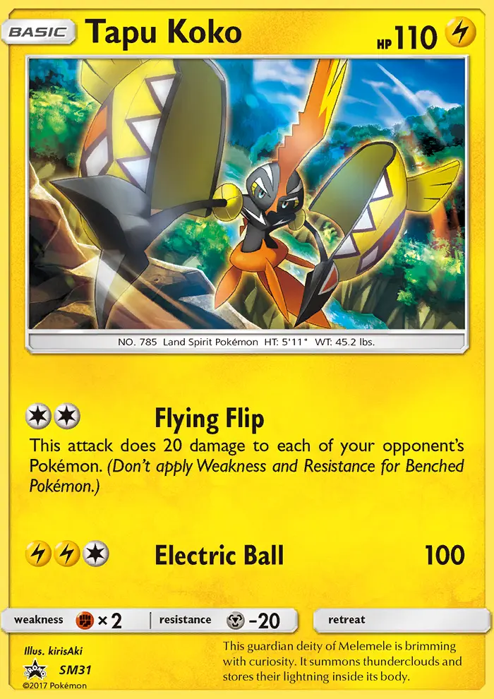 Tapu Koko Rare Pokemon card #SM31 from SM Black Star Promos