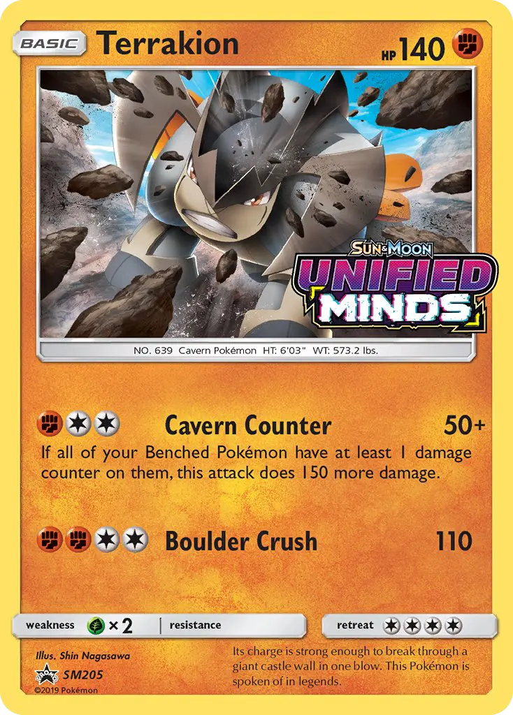 Terrakion Rare Pokemon card #SM205 from SM Black Star Promos