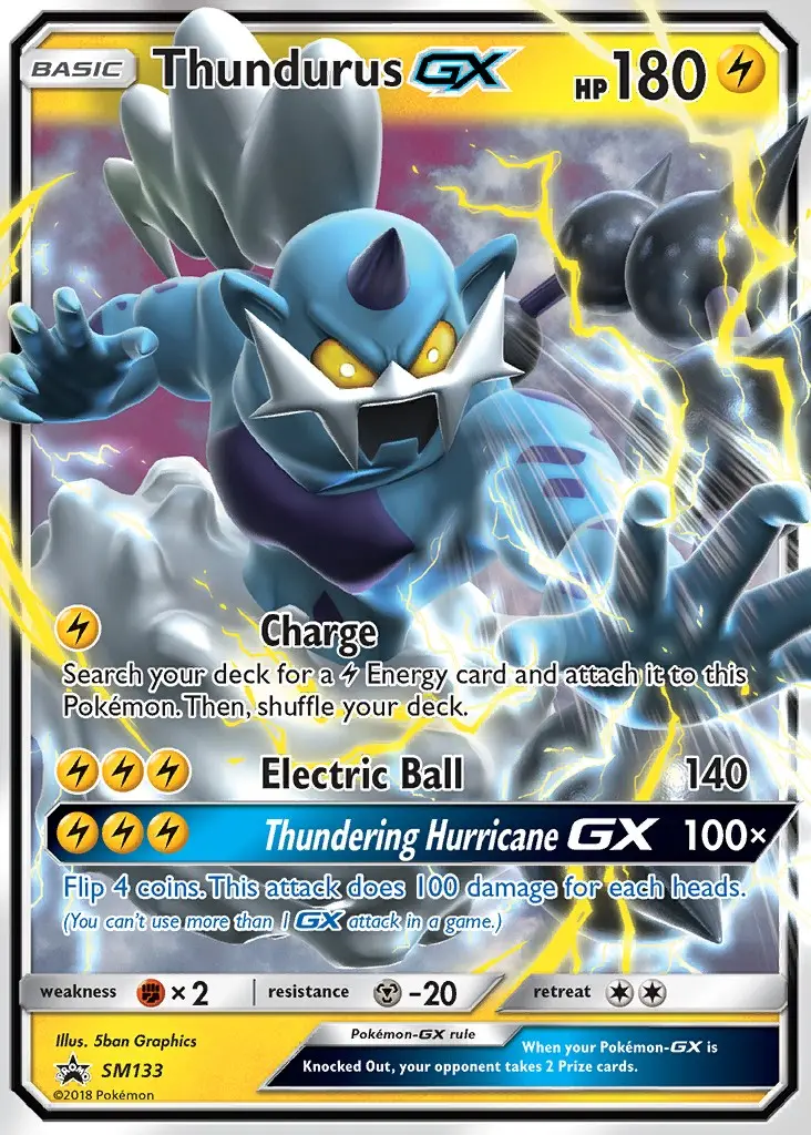 Thundurus GX Rare Pokemon card #SM133 from SM Black Star Promos