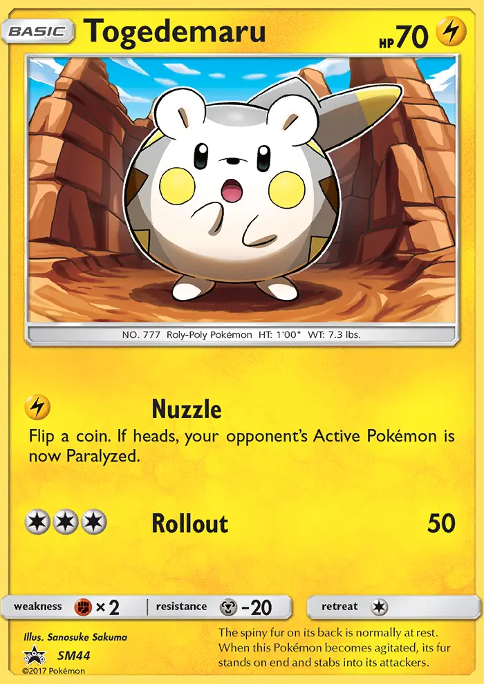 Togedemaru Rare Pokemon card #SM44 from SM Black Star Promos