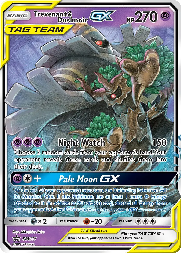 Trevenant & Dusknoir GX Rare Pokemon card #SM217 from SM Black Star Promos