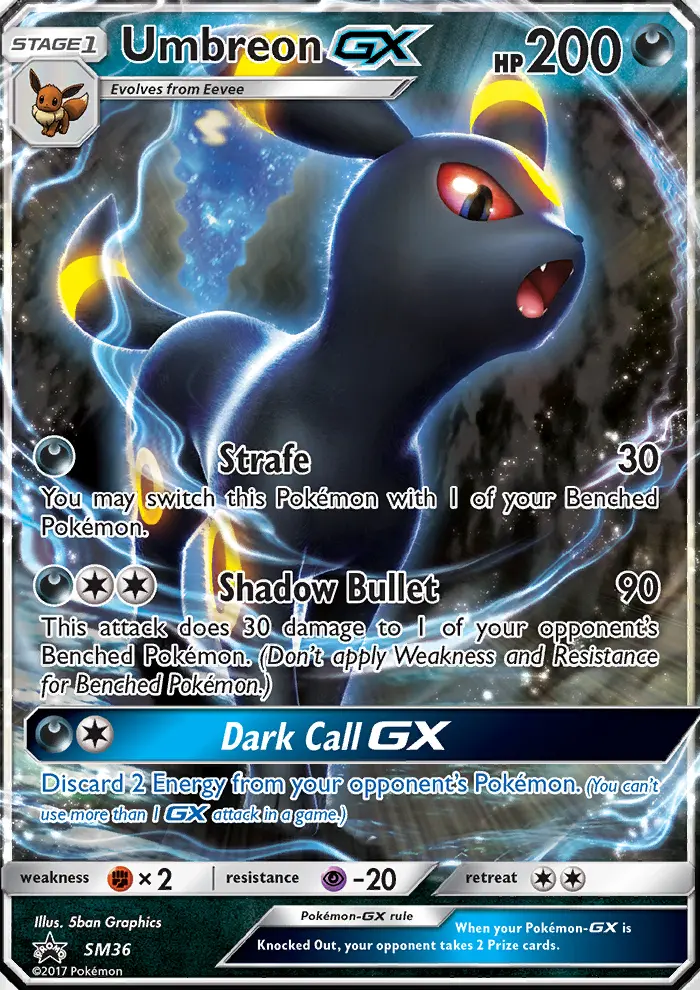 Umbreon GX Rare Pokemon card #SM36 from SM Black Star Promos