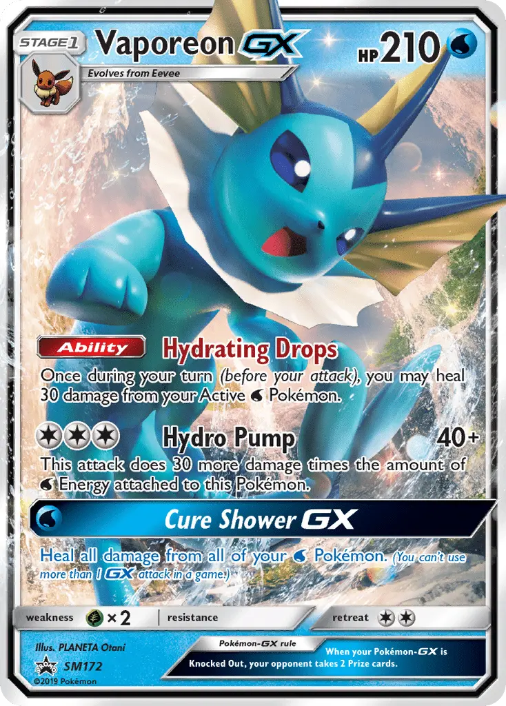 Vaporeon GX Rare Pokemon card #SM172 from SM Black Star Promos