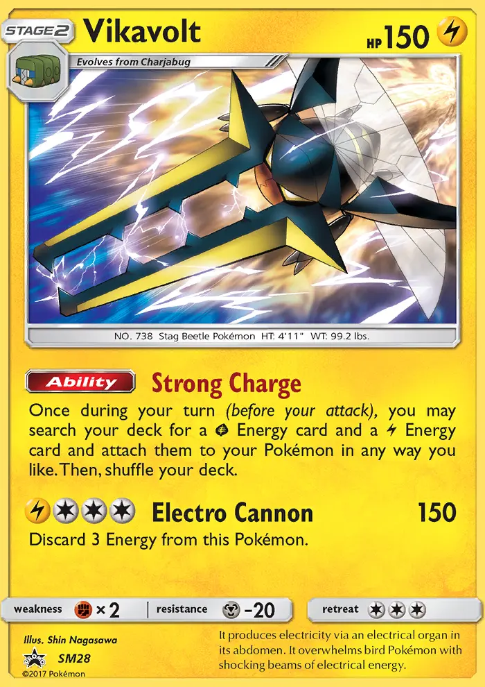 Vikavolt Rare Pokemon card #SM28 from SM Black Star Promos