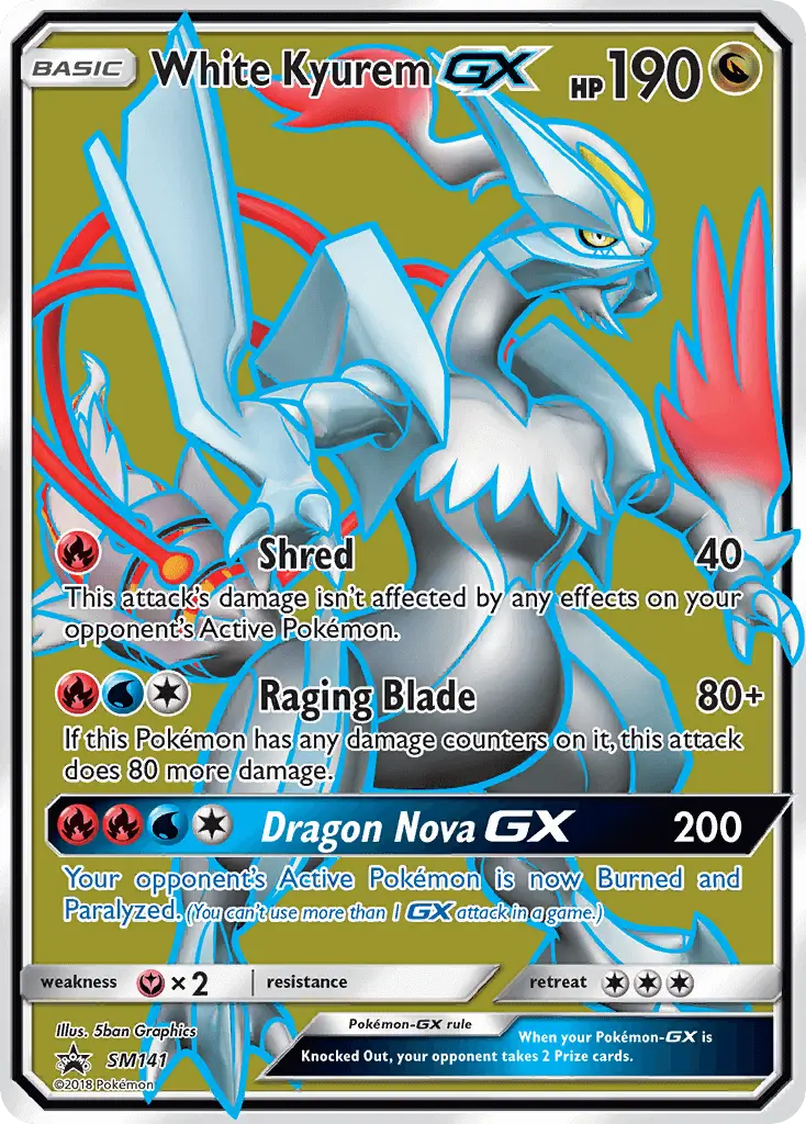 White Kyurem GX Rare Pokemon card #SM141 from SM Black Star Promos