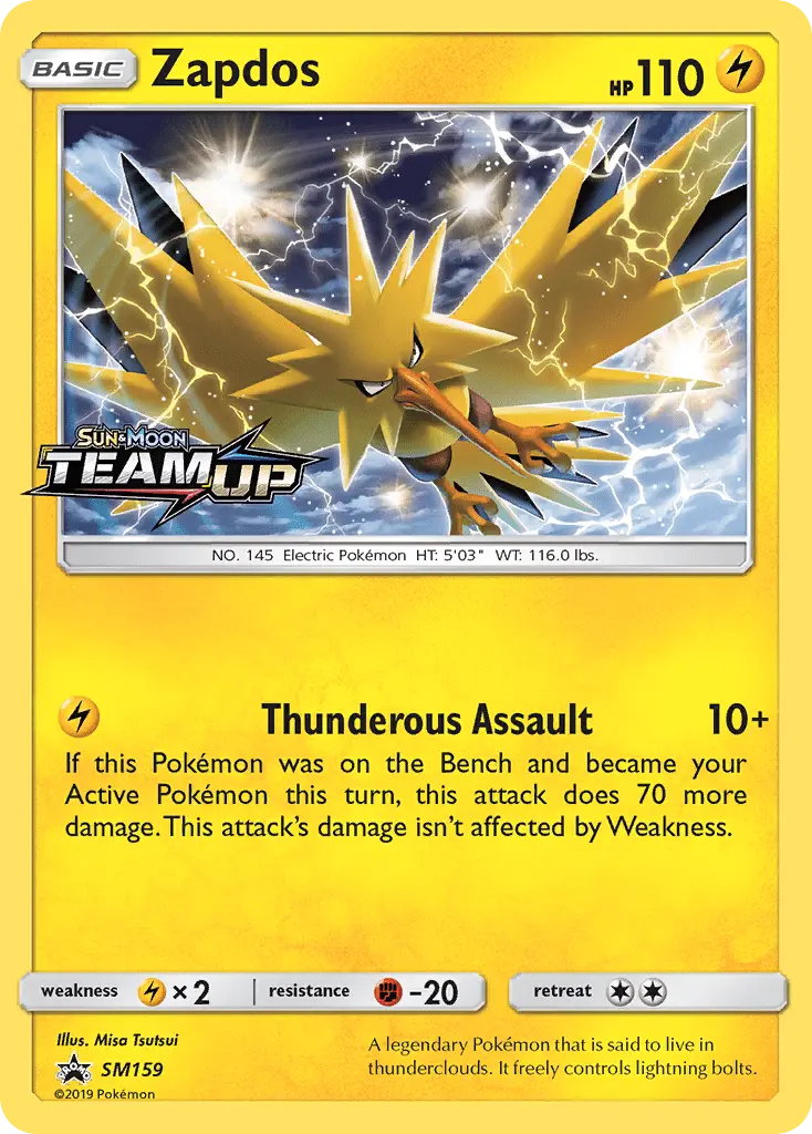 Zapdos Rare Pokemon card #SM159 from SM Black Star Promos
