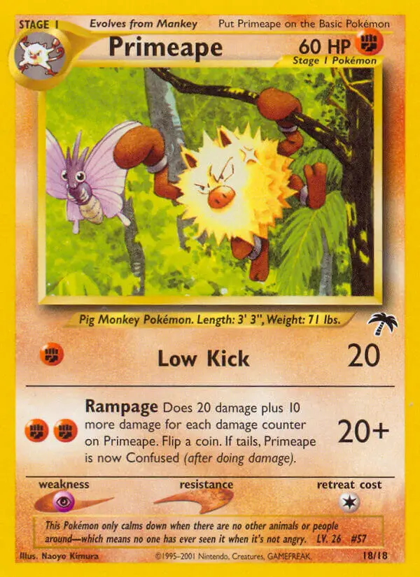 Primeape Common Pokemon card #18 from Southern Islands