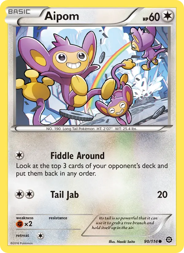 Aipom Common Pokemon card #90 from Steam Siege
