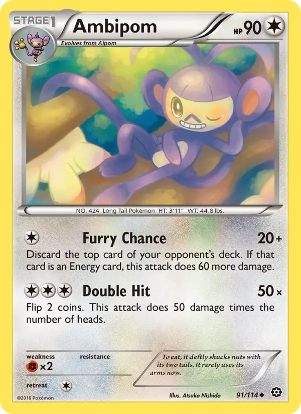 Ambipom Uncommon Pokemon card #91 from Steam Siege