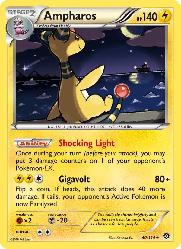 Ampharos Rare Pokemon card #40 from Steam Siege