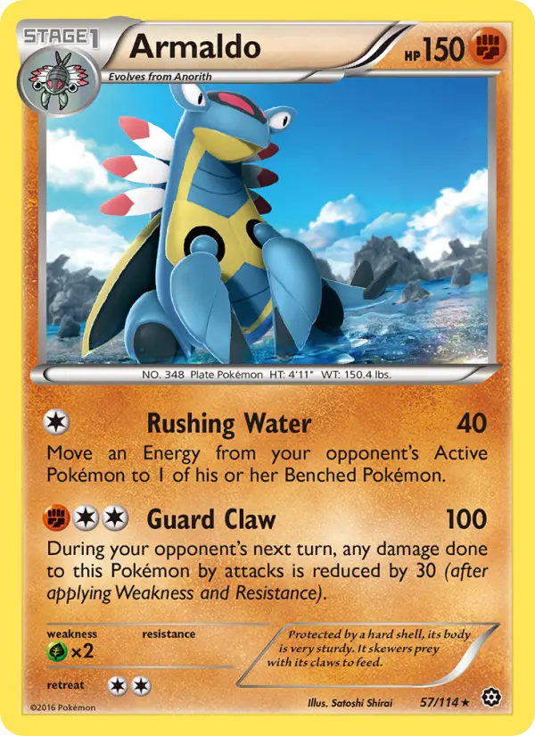 Armaldo Rare Pokemon card #57 from Steam Siege
