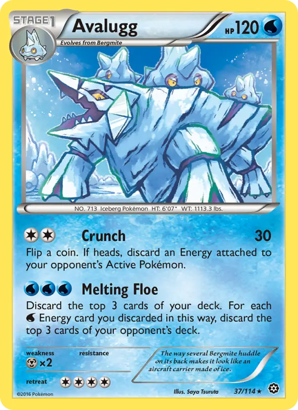 Avalugg Rare Pokemon card #37 from Steam Siege