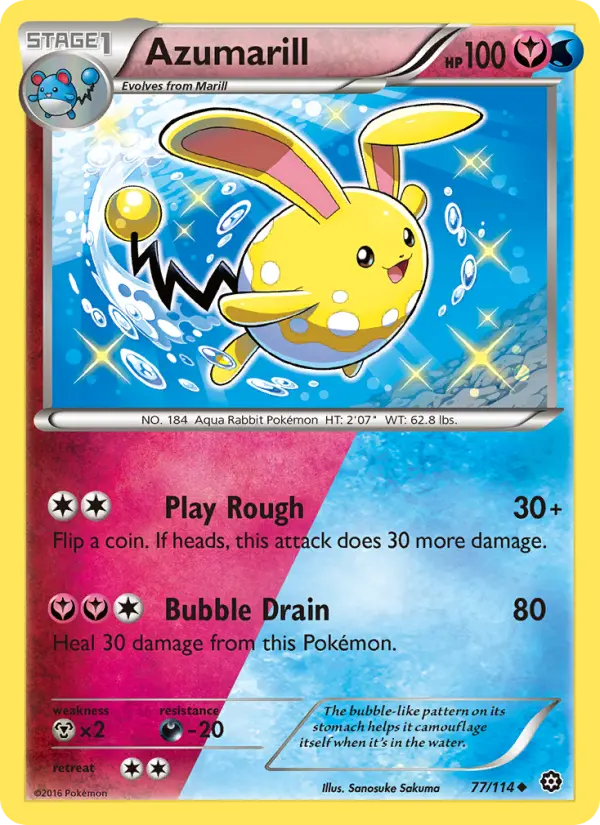 Azumarill Uncommon Pokemon card #77 from Steam Siege