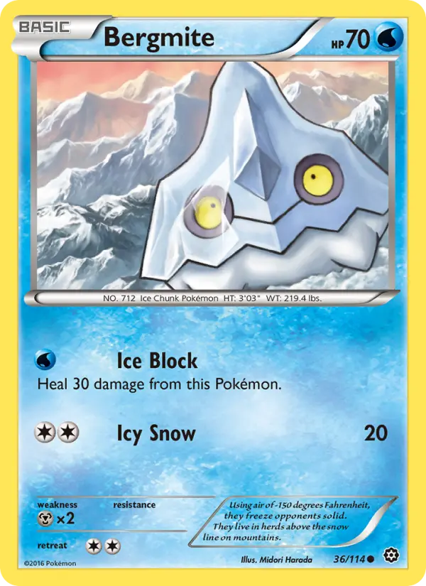 Bergmite Common Pokemon card #36 from Steam Siege