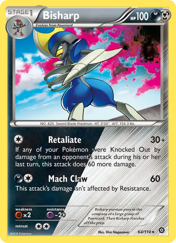 Bisharp Rare Pokemon card #64 from Steam Siege