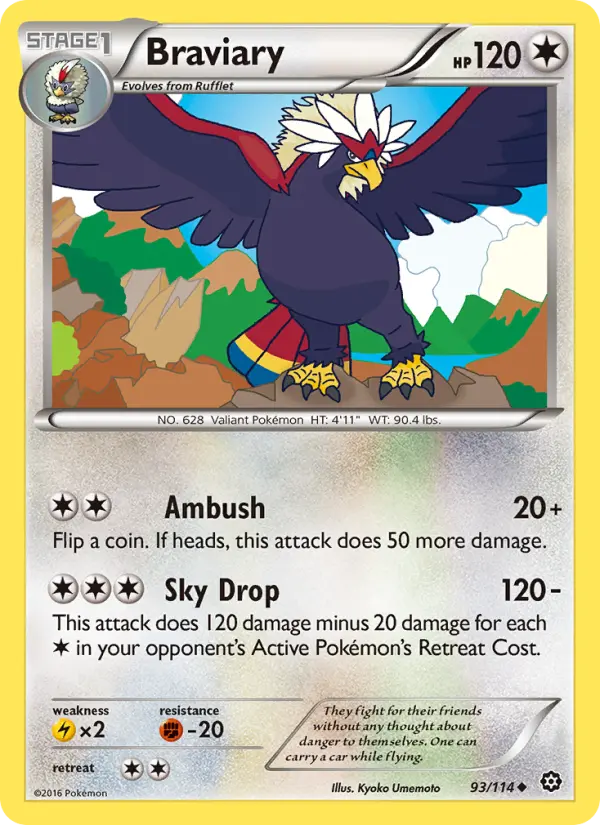 Braviary Uncommon Pokemon card #93 from Steam Siege