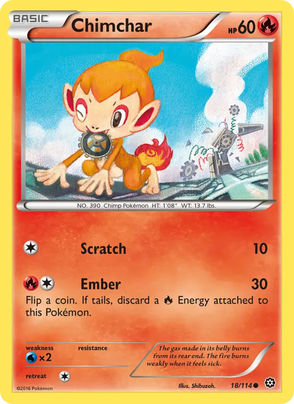 Chimchar Common Pokemon card #18 from Steam Siege