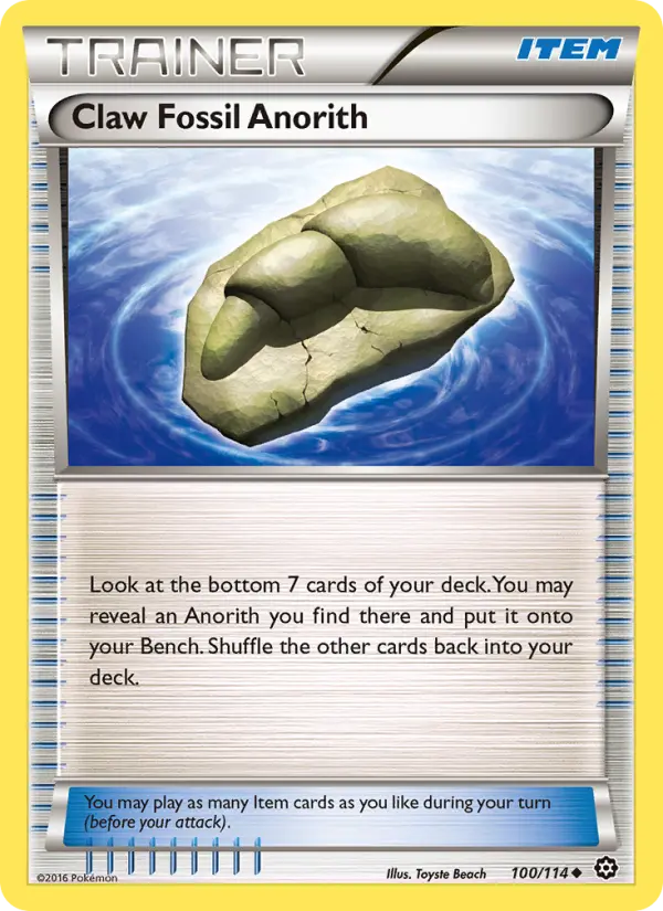 Claw Fossil Anorith Uncommon Pokemon card #100 from Steam Siege