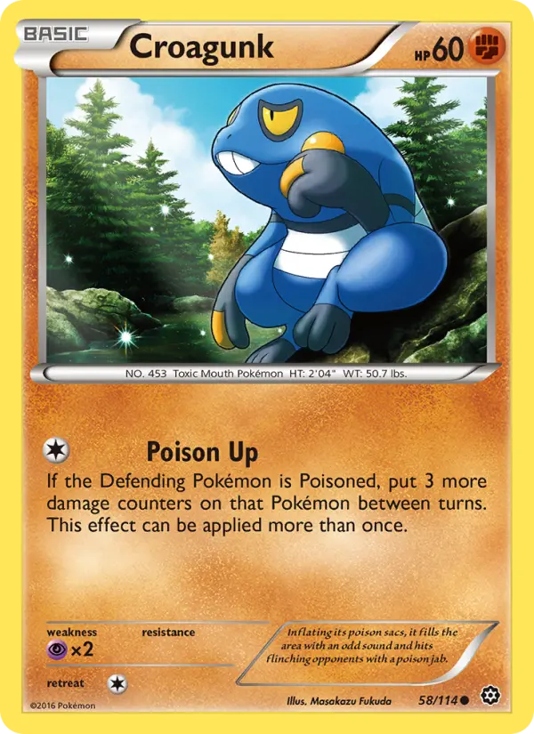 Croagunk Common Pokemon card #58 from Steam Siege