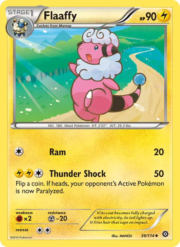Flaaffy Uncommon Pokemon card #39 from Steam Siege
