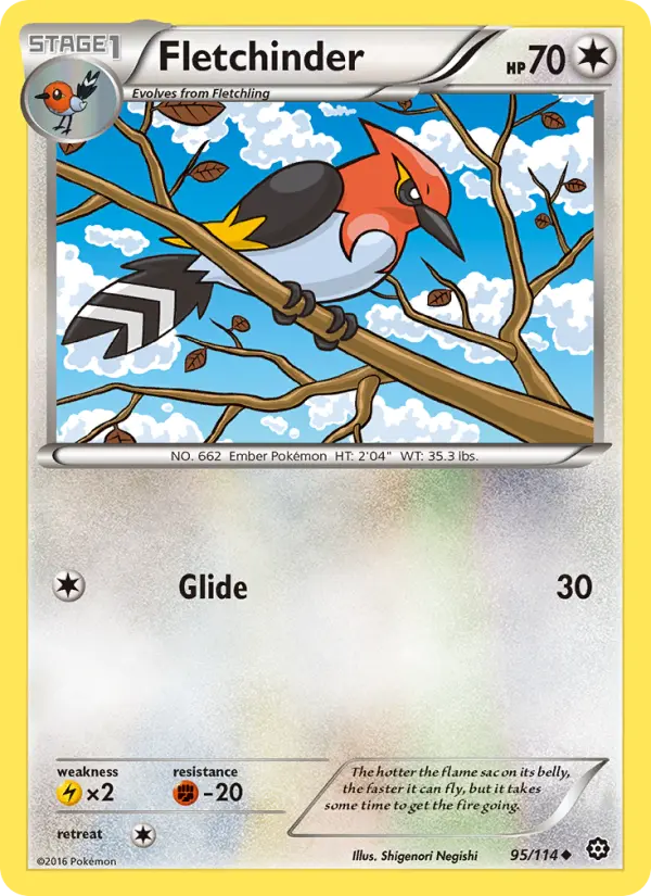 Fletchinder Uncommon Pokemon card #95 from Steam Siege