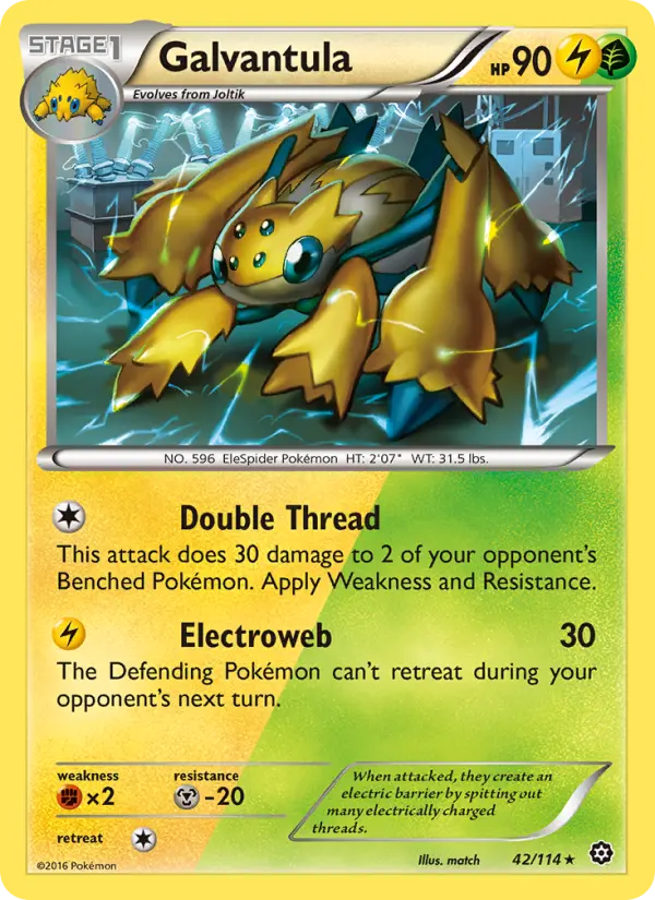 Galvantula Rare Pokemon card #42 from Steam Siege