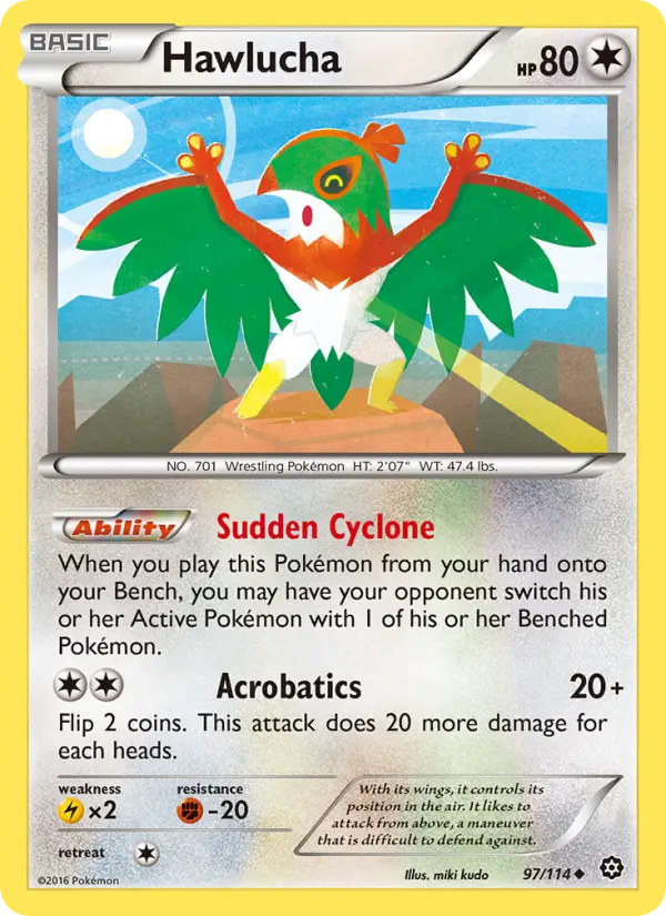 Hawlucha Uncommon Pokemon card #97 from Steam Siege