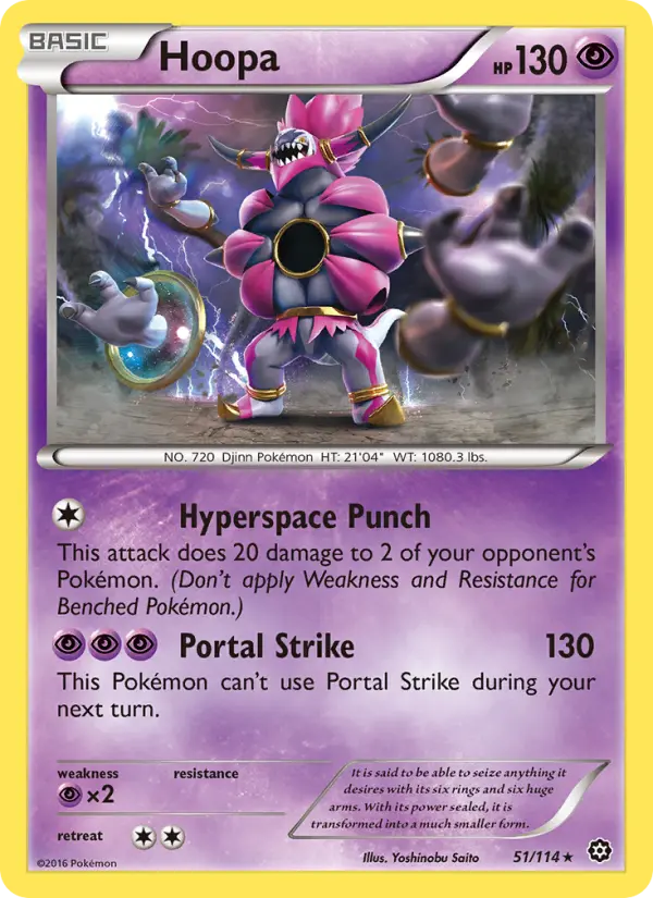 Hoopa Rare Pokemon card #51 from Steam Siege