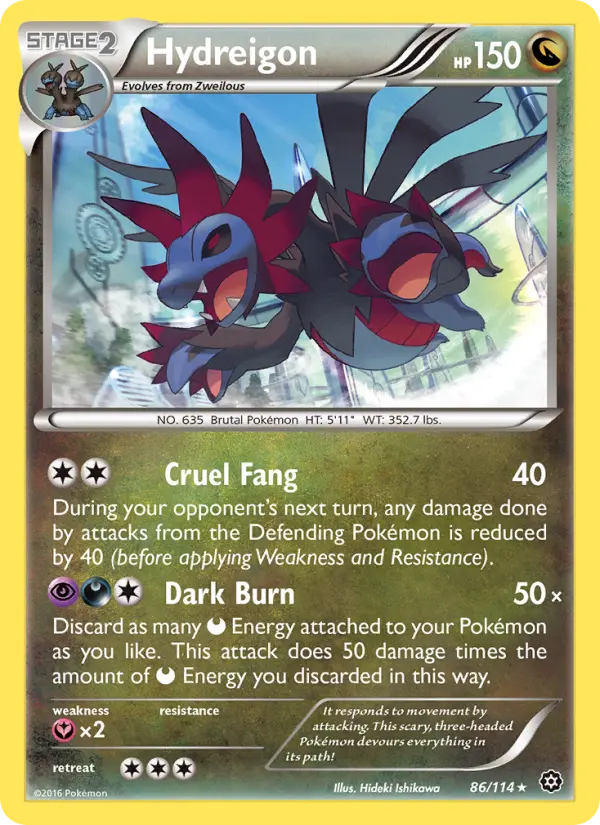 Hydreigon Rare Pokemon card #86 from Steam Siege