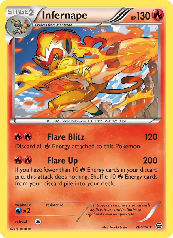 Infernape Rare Pokemon card #20 from Steam Siege