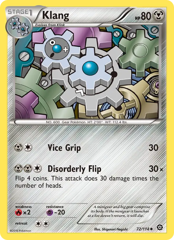 Klang Uncommon Pokemon card #72 from Steam Siege