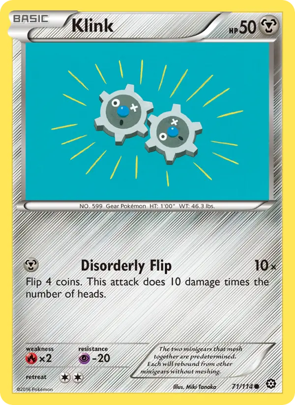 Klink Common Pokemon card #71 from Steam Siege