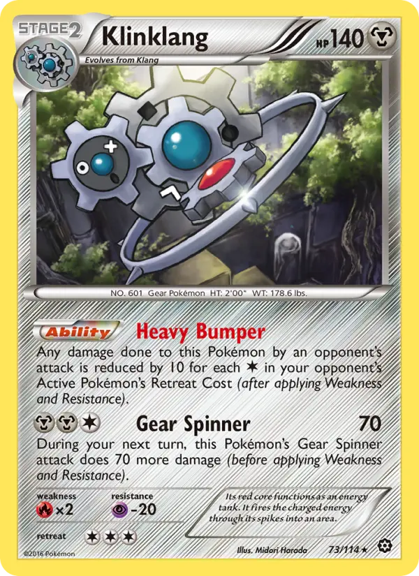 Klinklang Rare Pokemon card #73 from Steam Siege