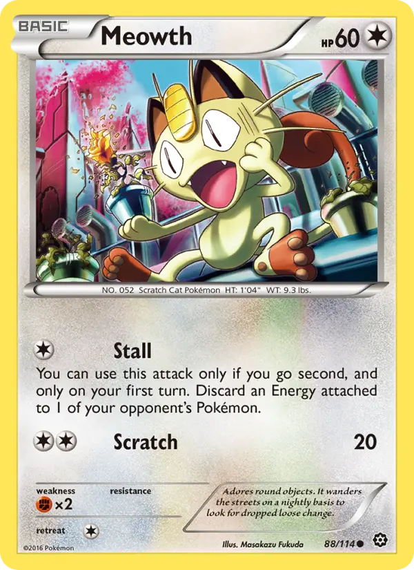 Meowth Common Pokemon card #88 from Steam Siege
