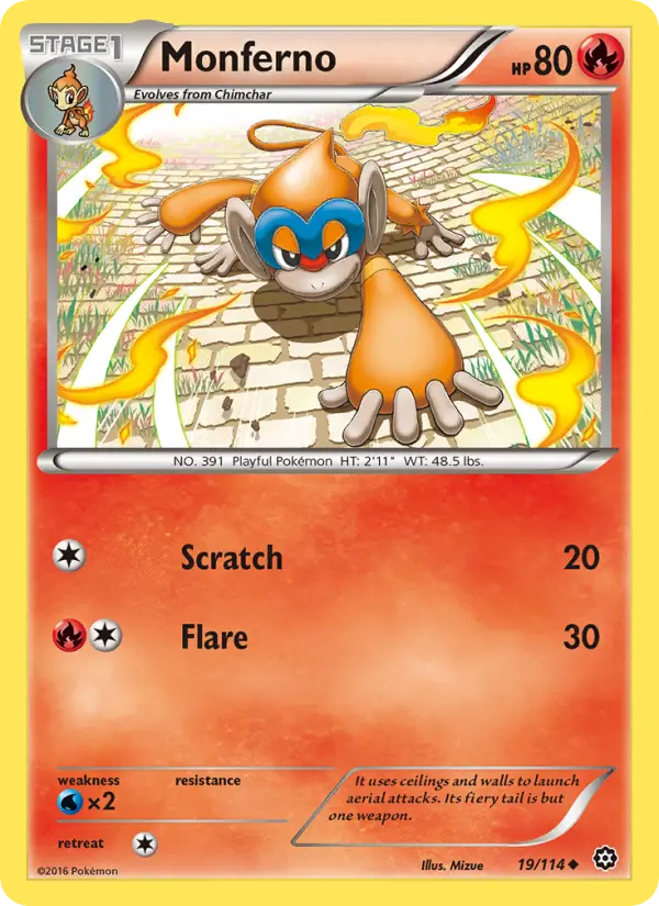 Monferno Uncommon Pokemon card #19 from Steam Siege