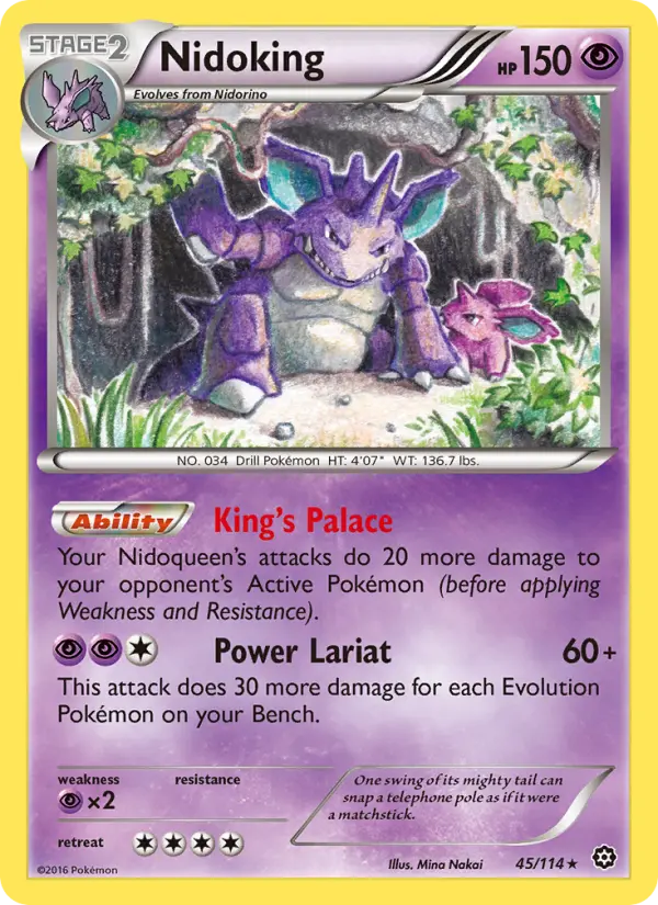 Nidoking Rare Pokemon card #45 from Steam Siege