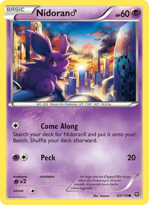 Nidoran♂ Common Pokemon card #43 from Steam Siege