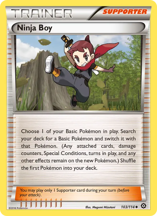 Ninja Boy Uncommon Pokemon card #103 from Steam Siege