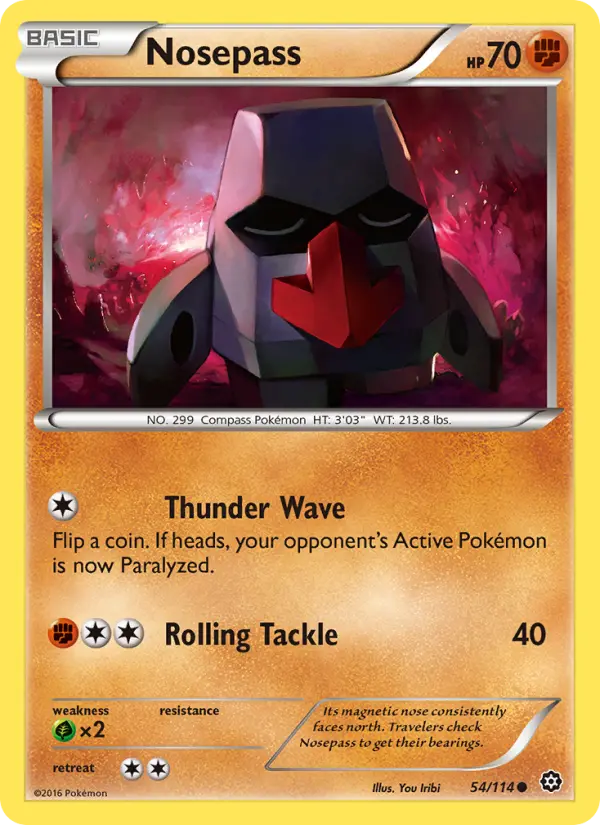 Nosepass Common Pokemon card #54 from Steam Siege