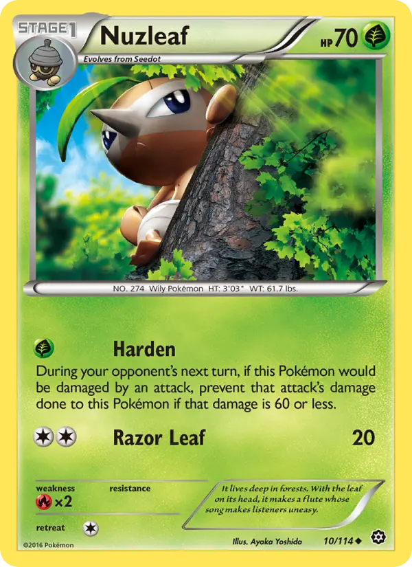 Nuzleaf Uncommon Pokemon card #10 from Steam Siege