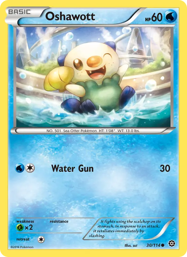 Oshawott Common Pokemon card #30 from Steam Siege
