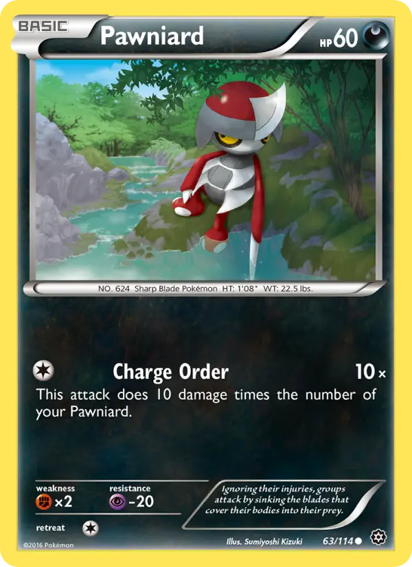 Pawniard Common Pokemon card #63 from Steam Siege